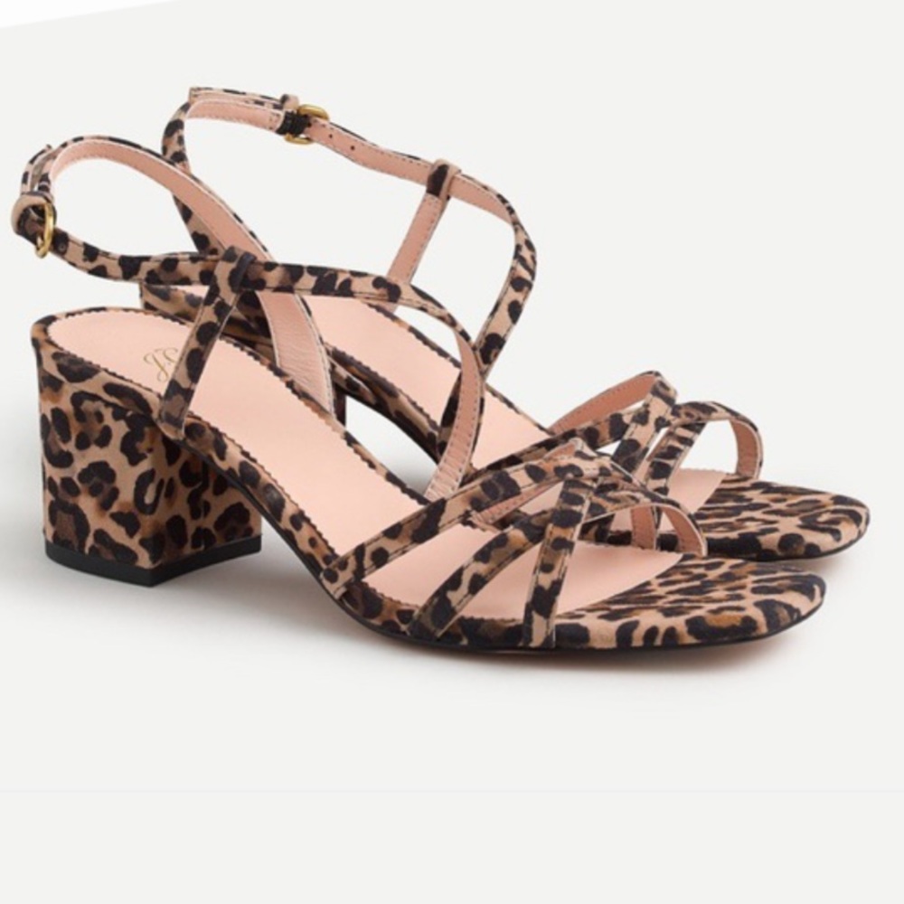 Jcrew Odette Strappy Sandals Leopard Suede Size 8